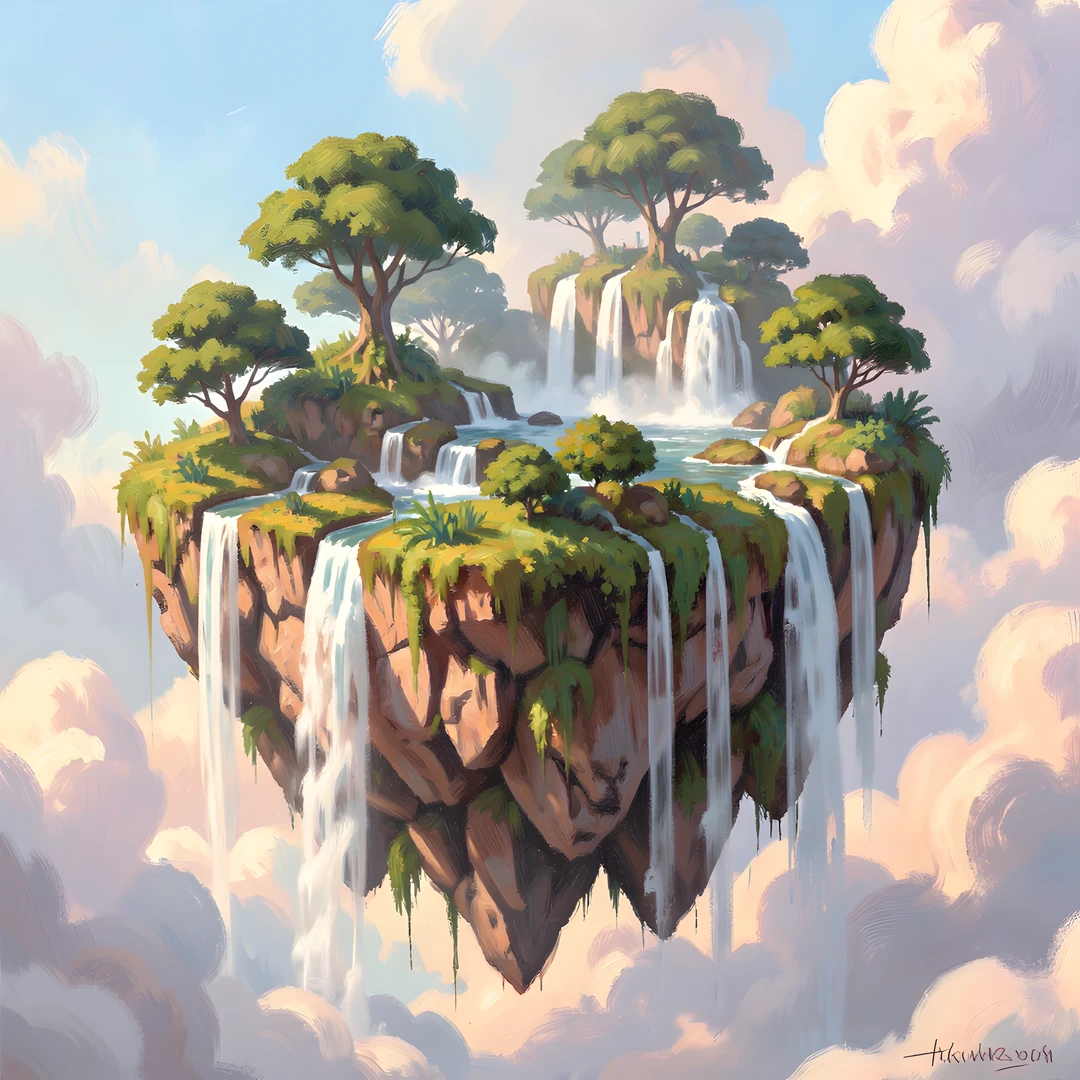 Island Waterfall Scene
