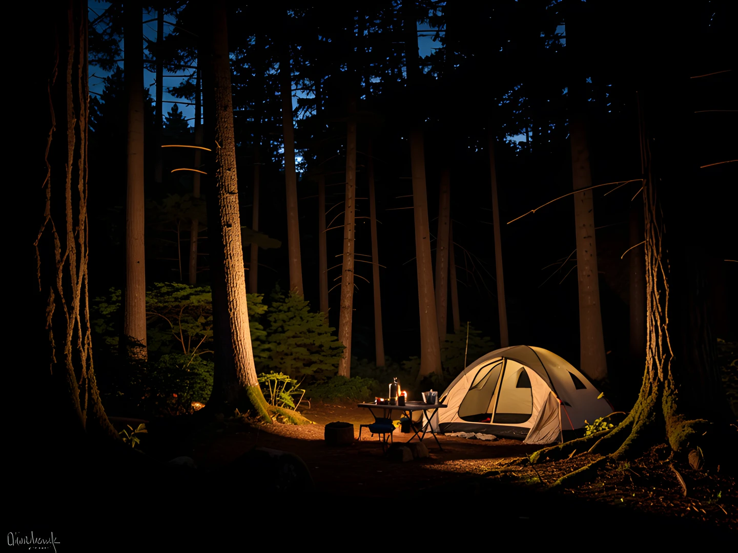 Moonlit Forest Scene
