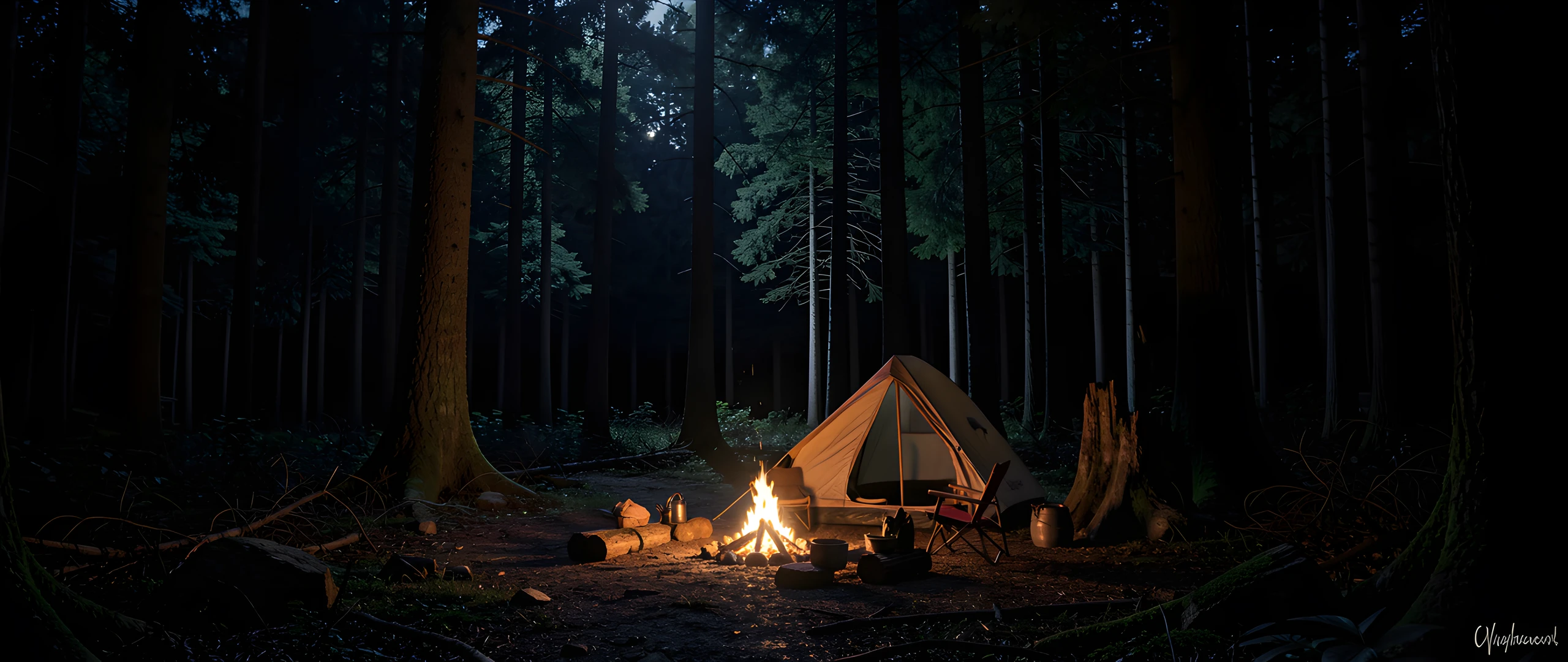 Moonlit Forest Scene