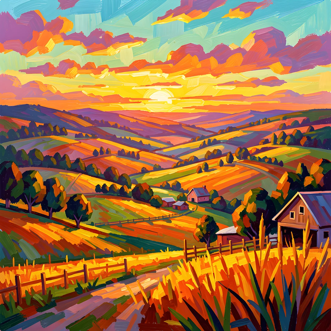 Impressionist Farm Scene