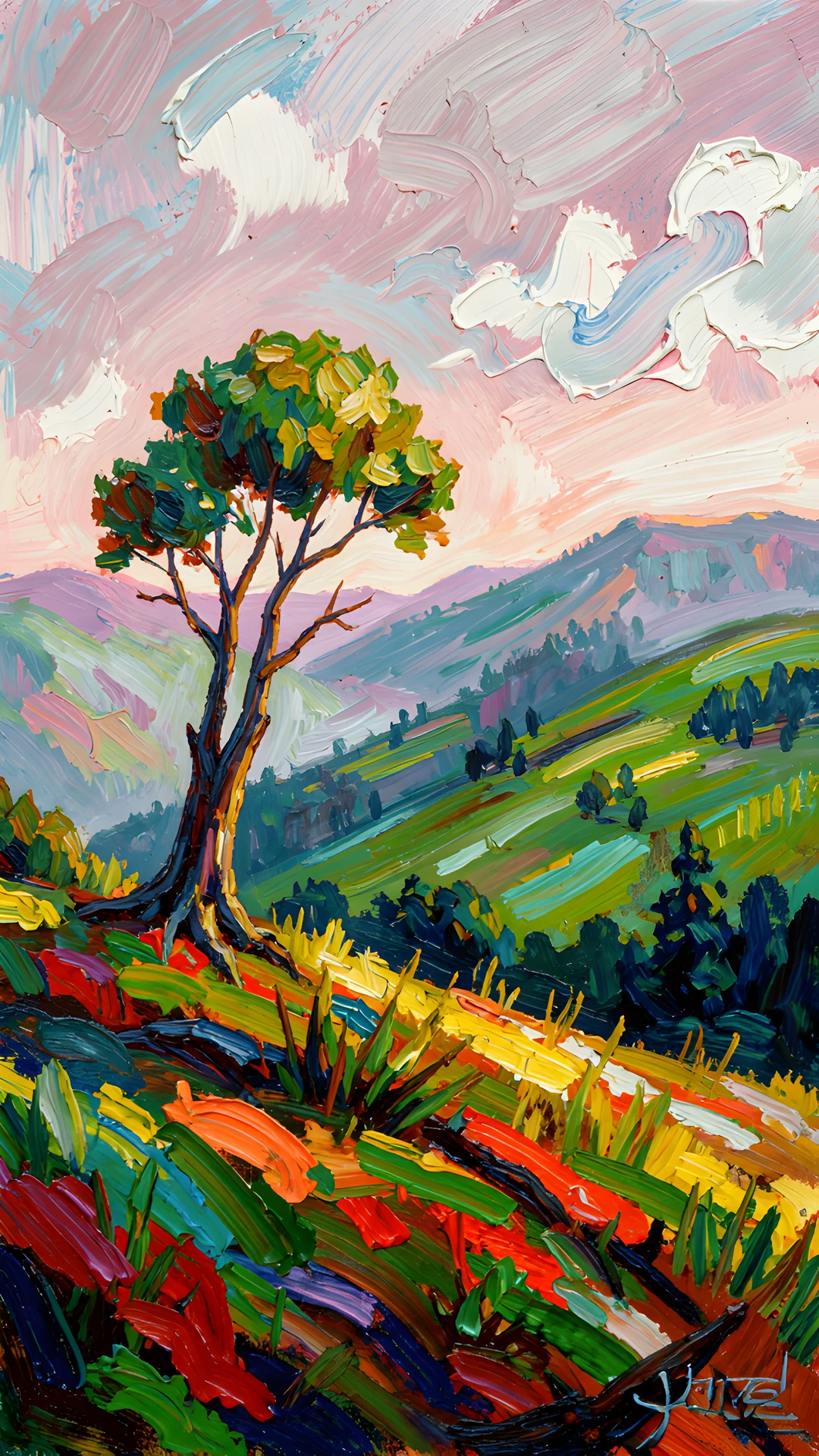 Impressionist Hill Scene