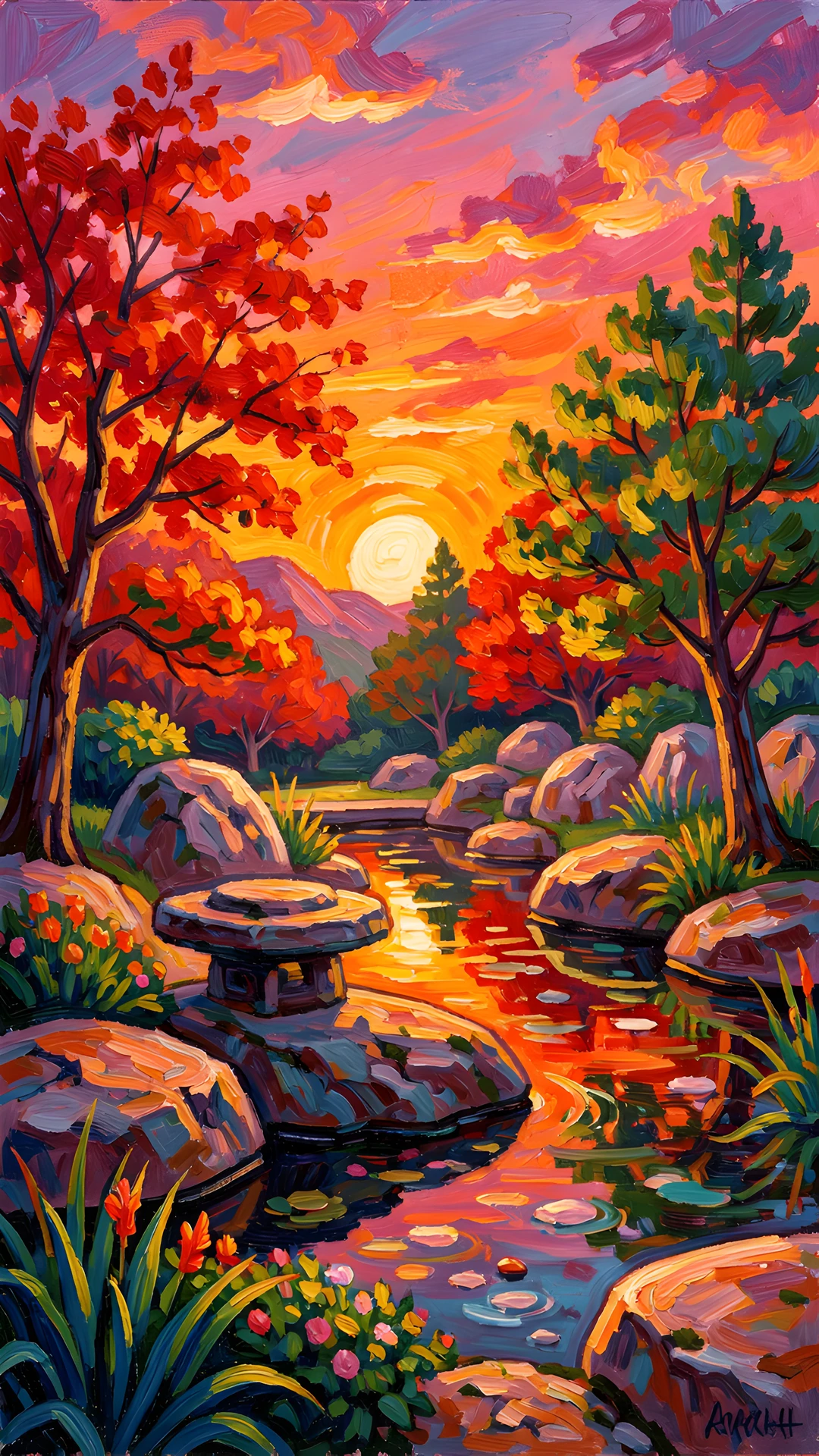 Impressionist Garden Scene