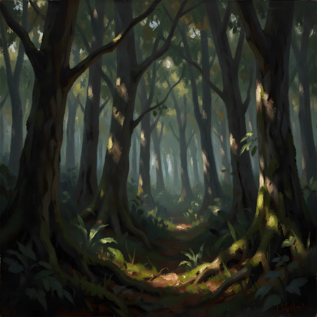 Misty Forest Shadows