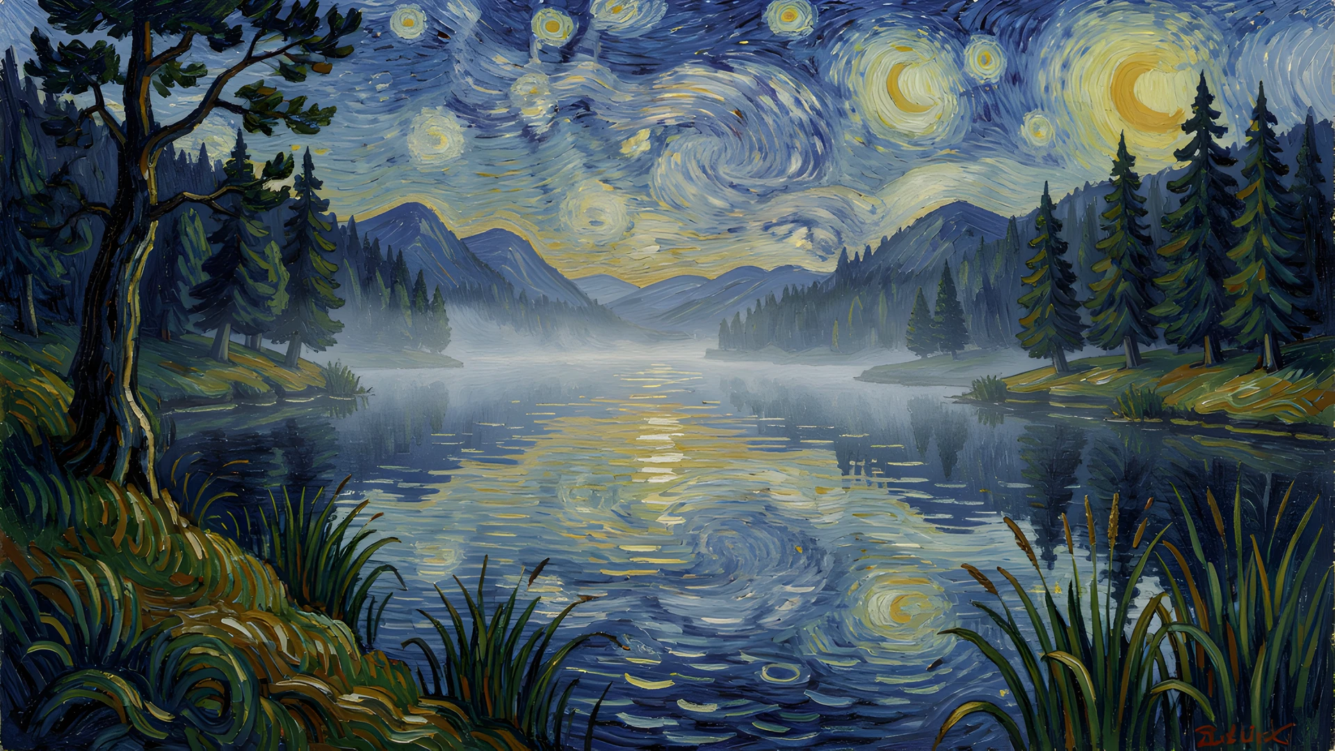 Starry Night Lake