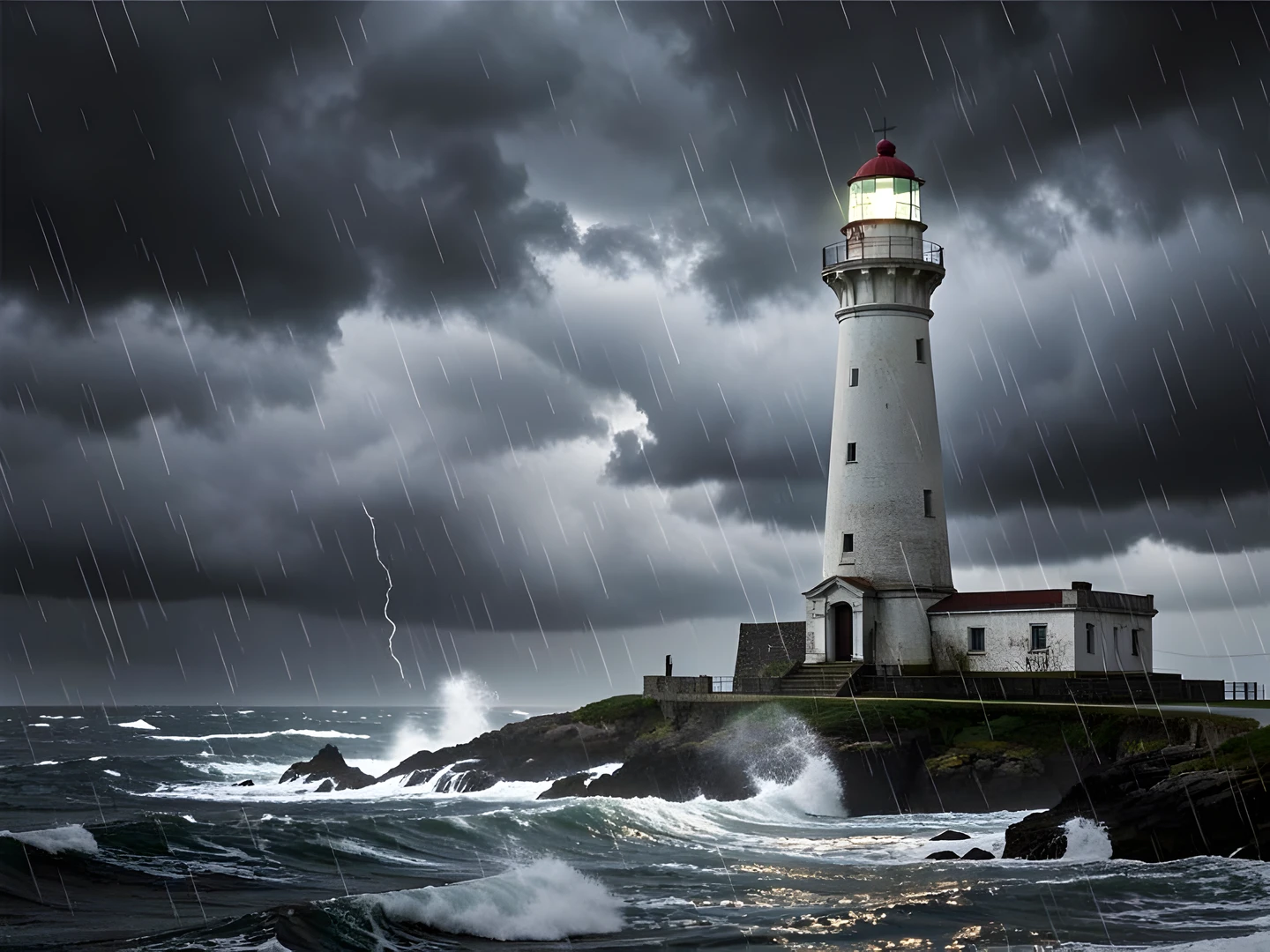 Stormy Lighthouse Night
