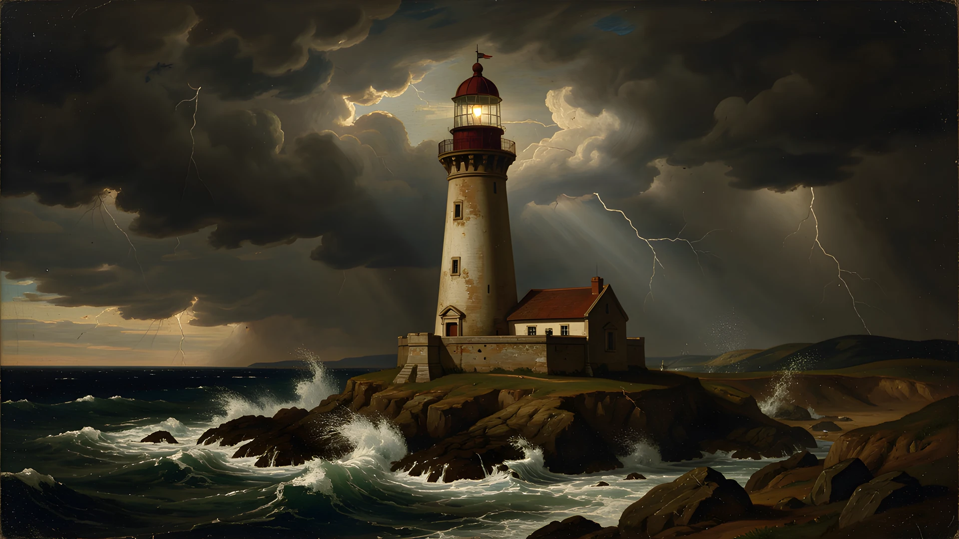 Stormy Lighthouse Cliffs