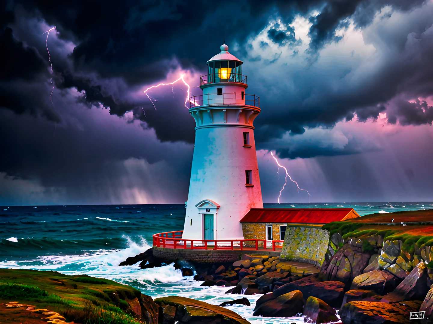 Stormy Lighthouse Night