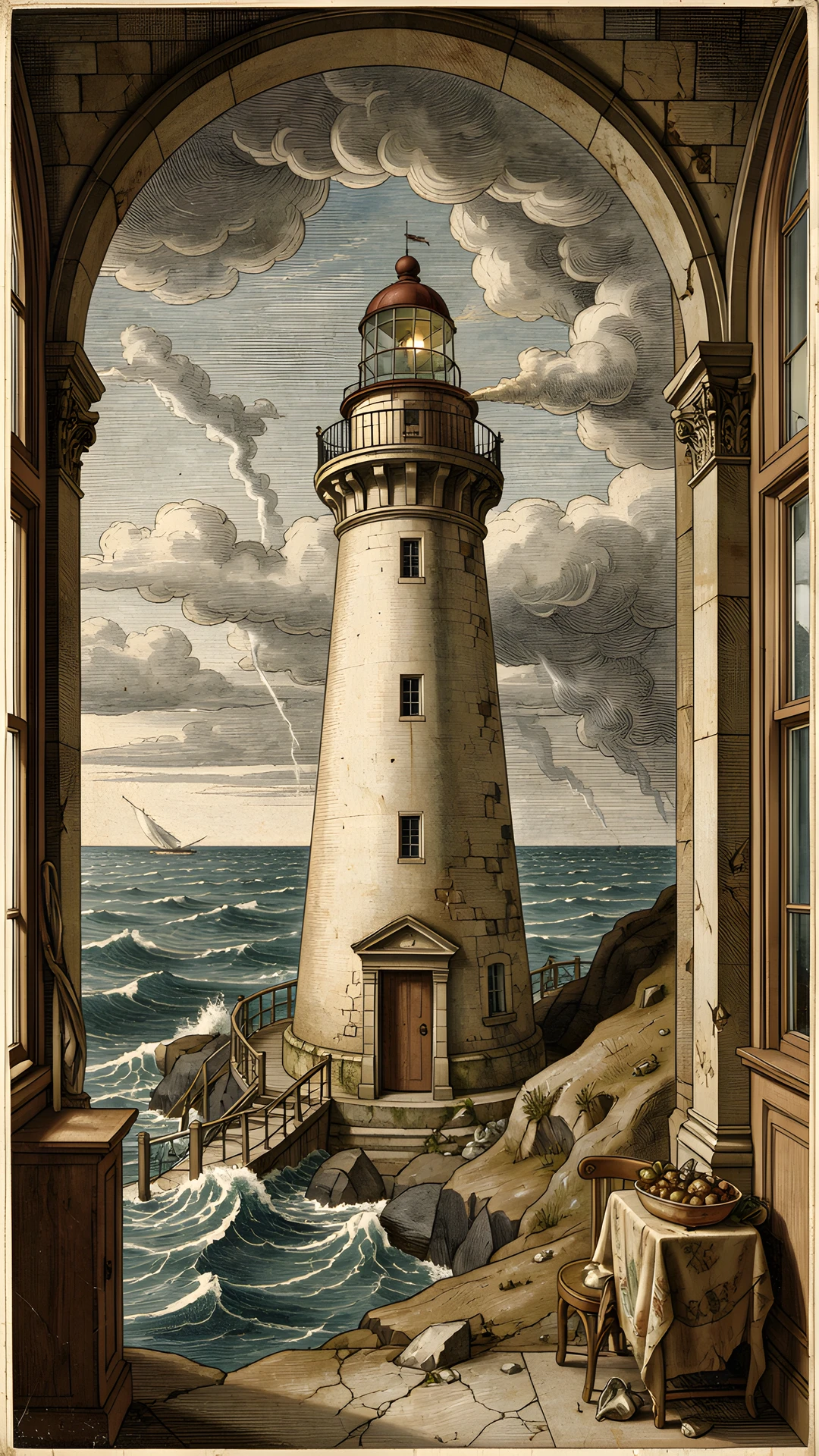 Stormy Lighthouse Scene