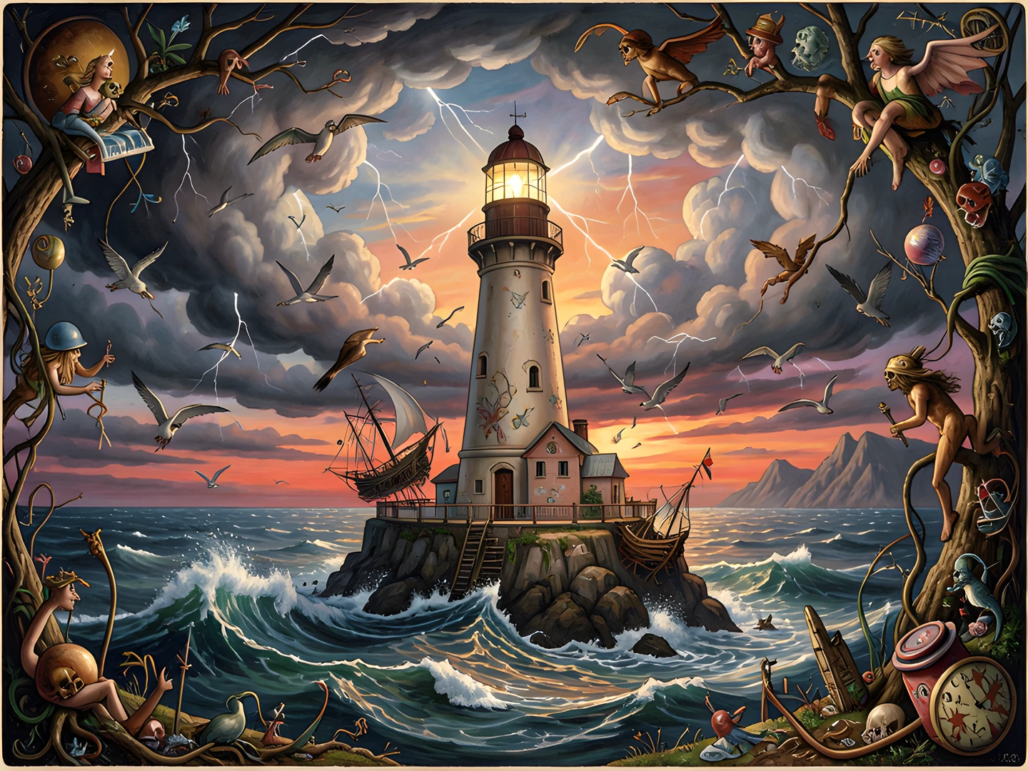 Stormy Lighthouse Scene