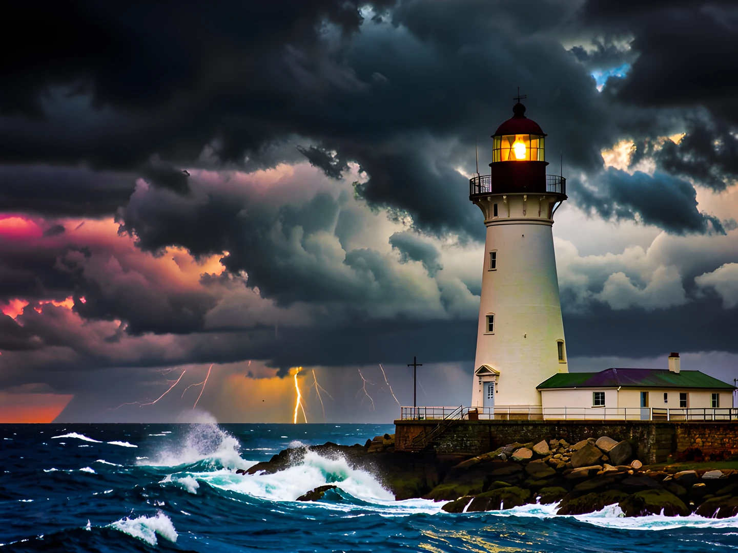 Stormy Lighthouse Night