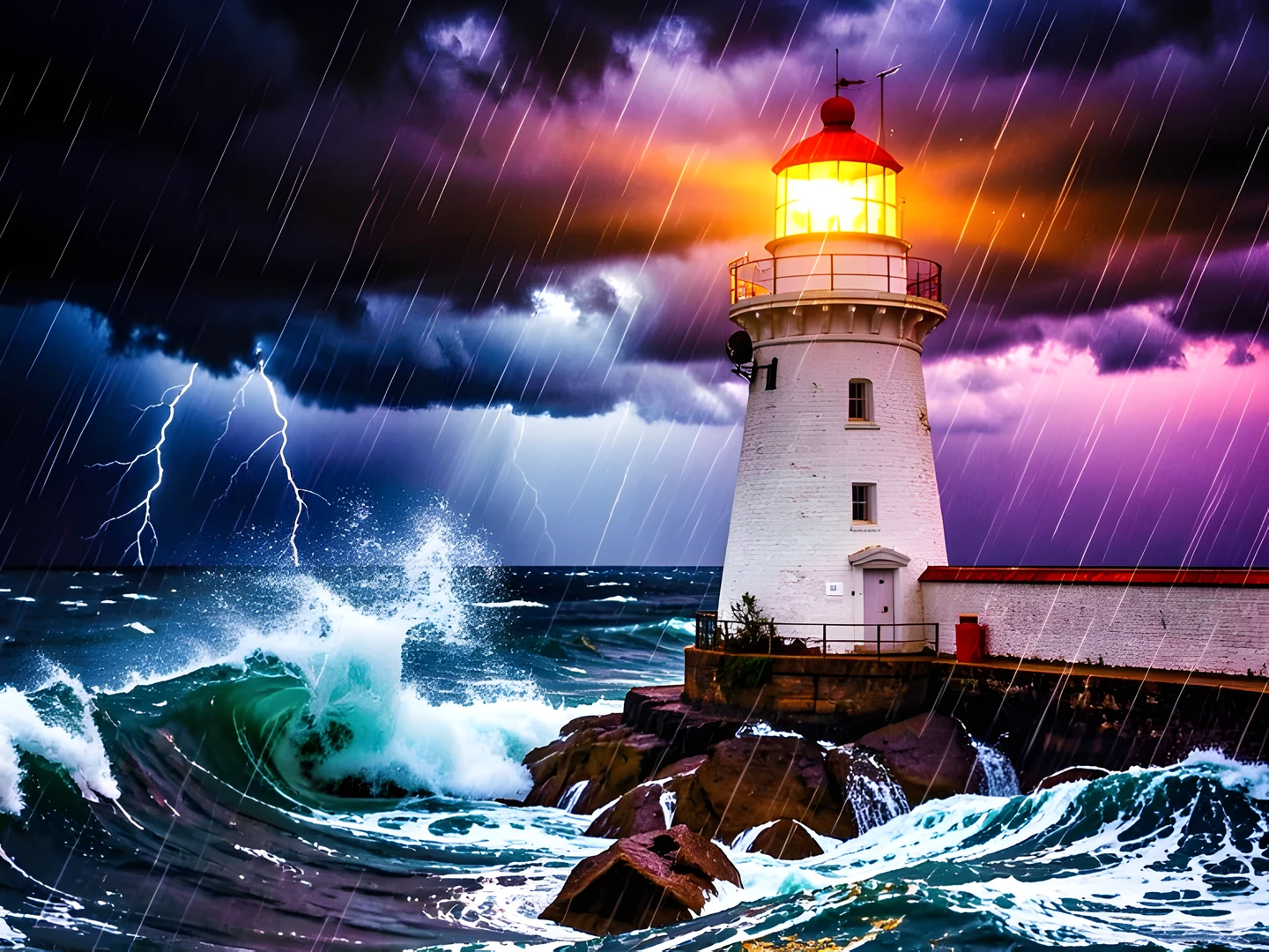 Stormy Lighthouse Night