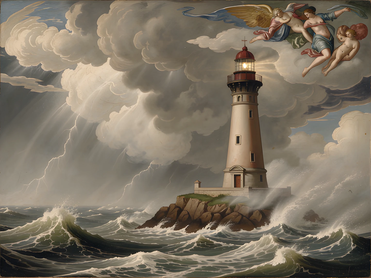 Misty Lighthouse Scene