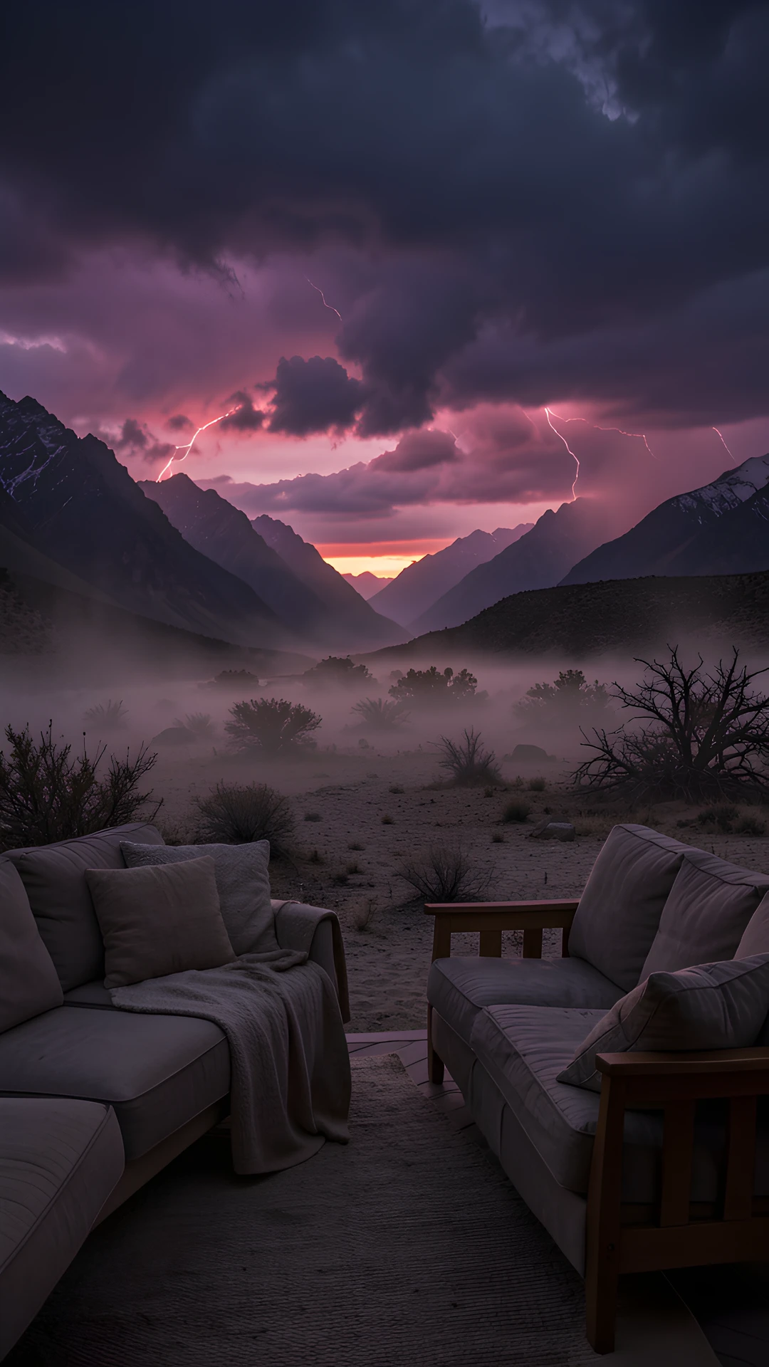Twilight Mountain Scene