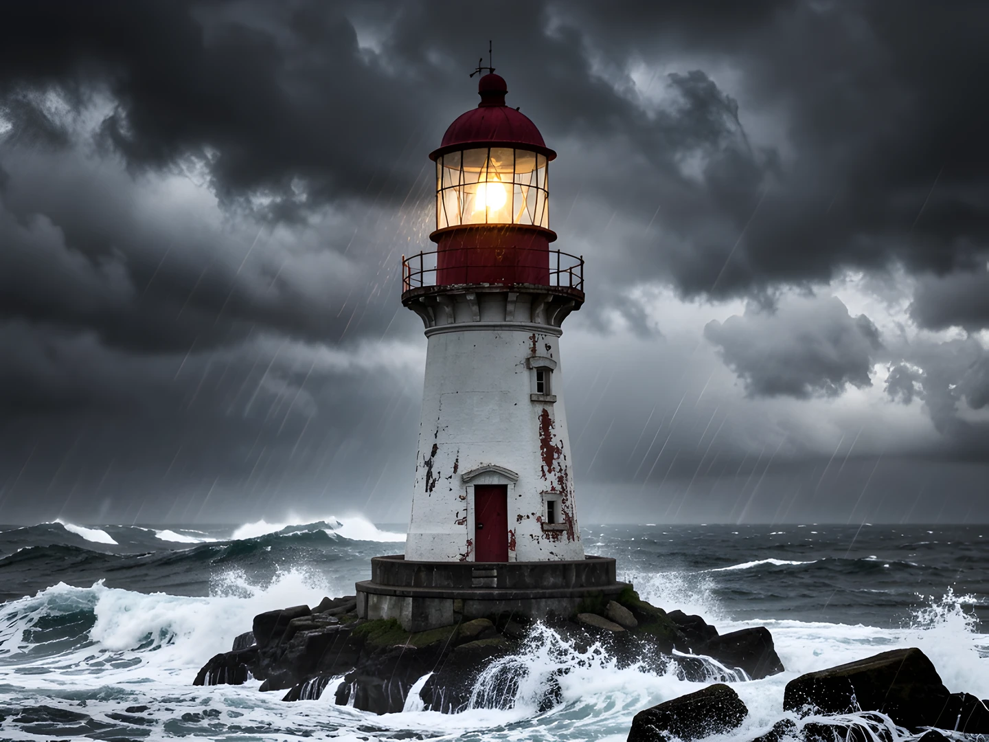 Stormy Lighthouse Scene