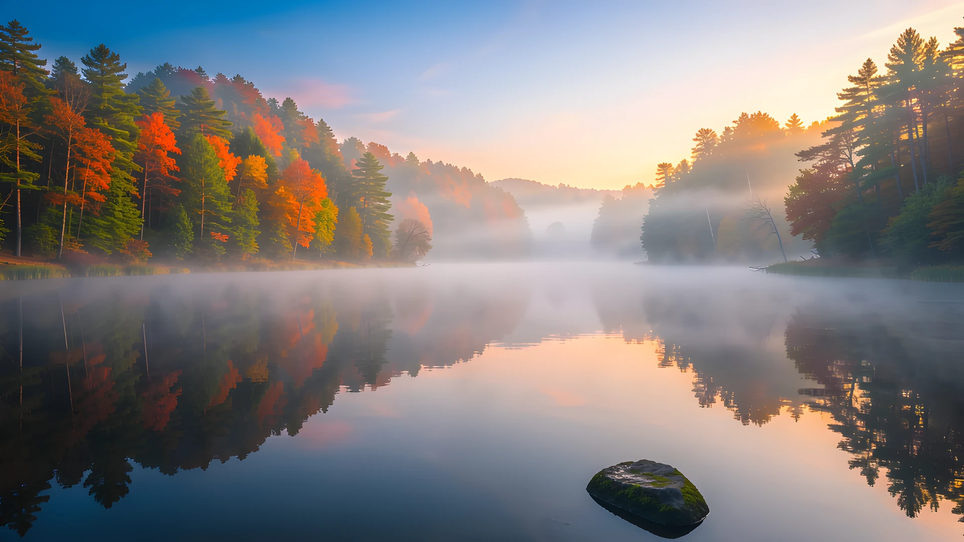 Misty Lake Reflections