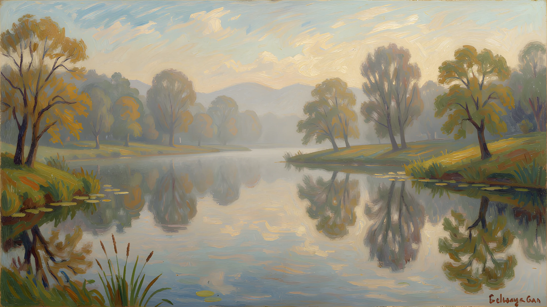Impressionist Lake Scene