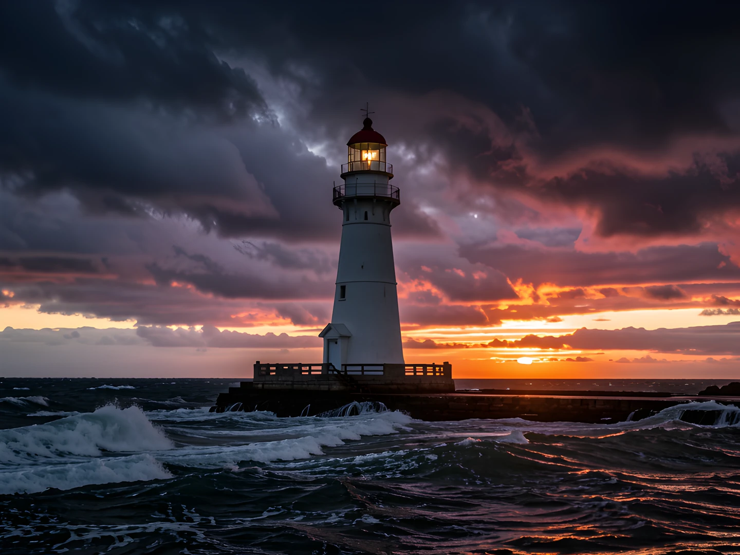 Misty Lighthouse Scene