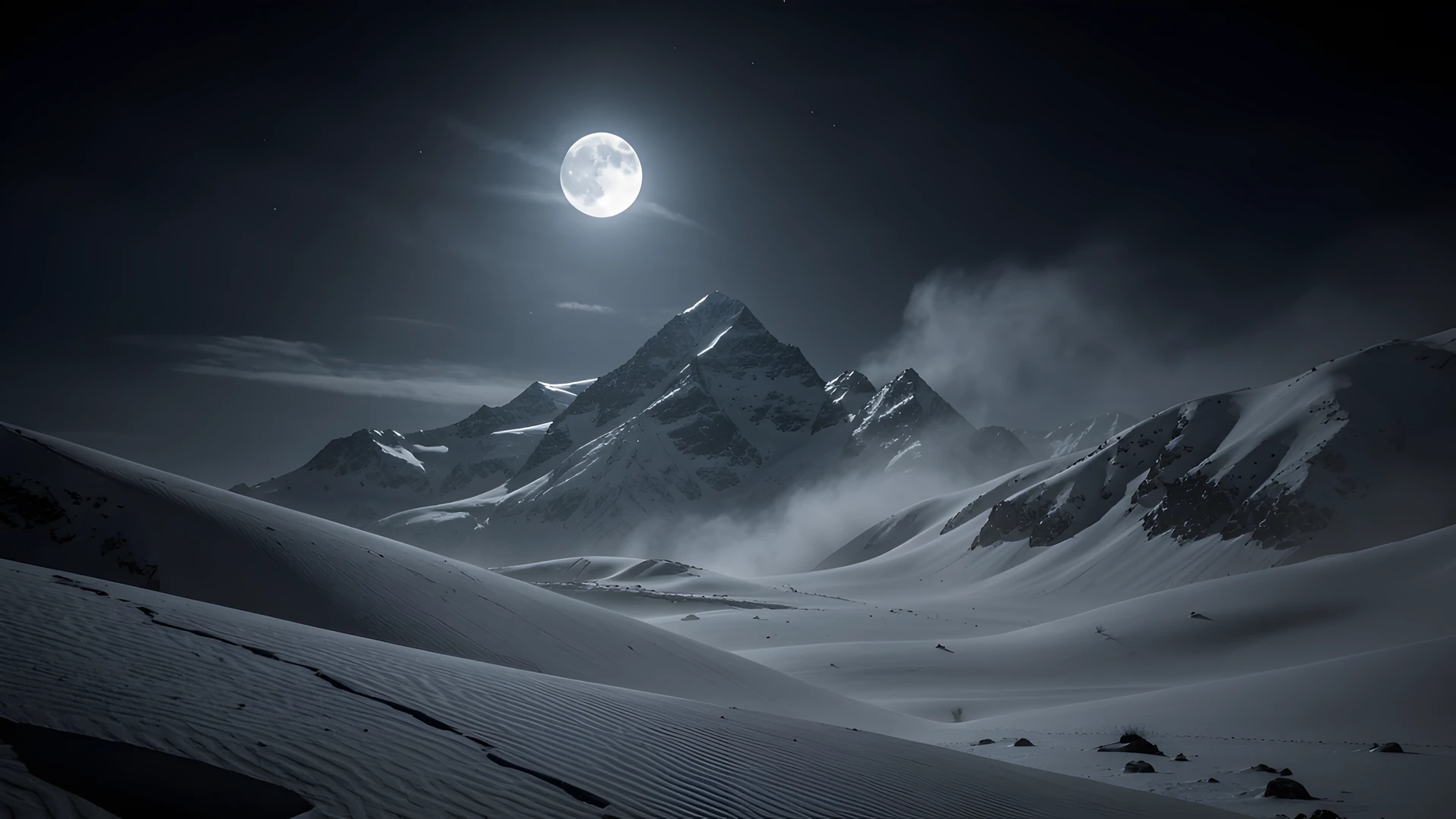 Moonlit Mountain Storm