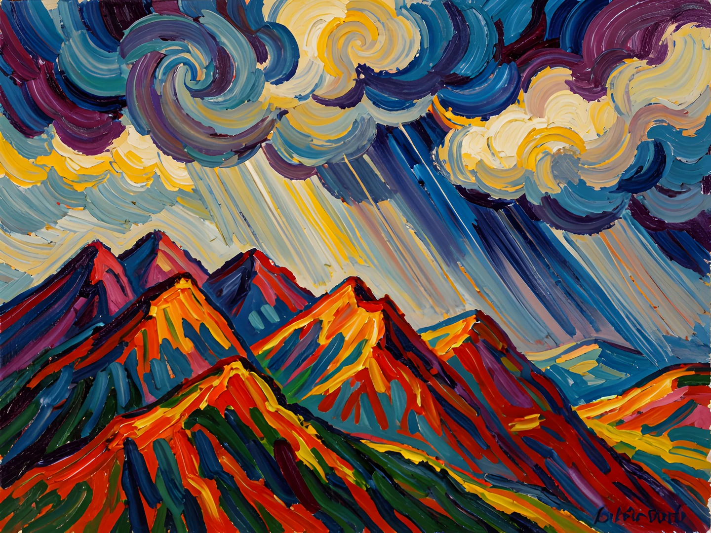 Impressionist Mountain Storm