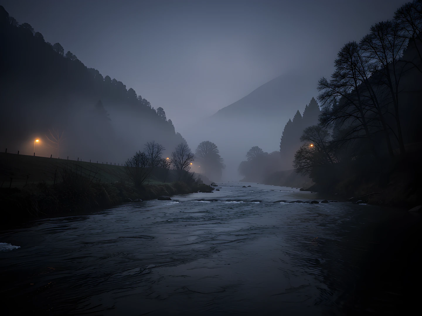 Moonlit River Valley