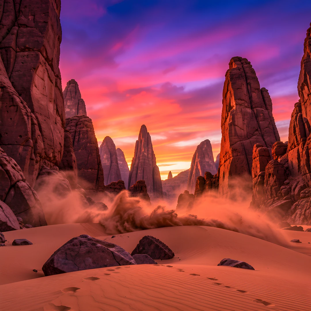 Twilight Rocky Cliffs