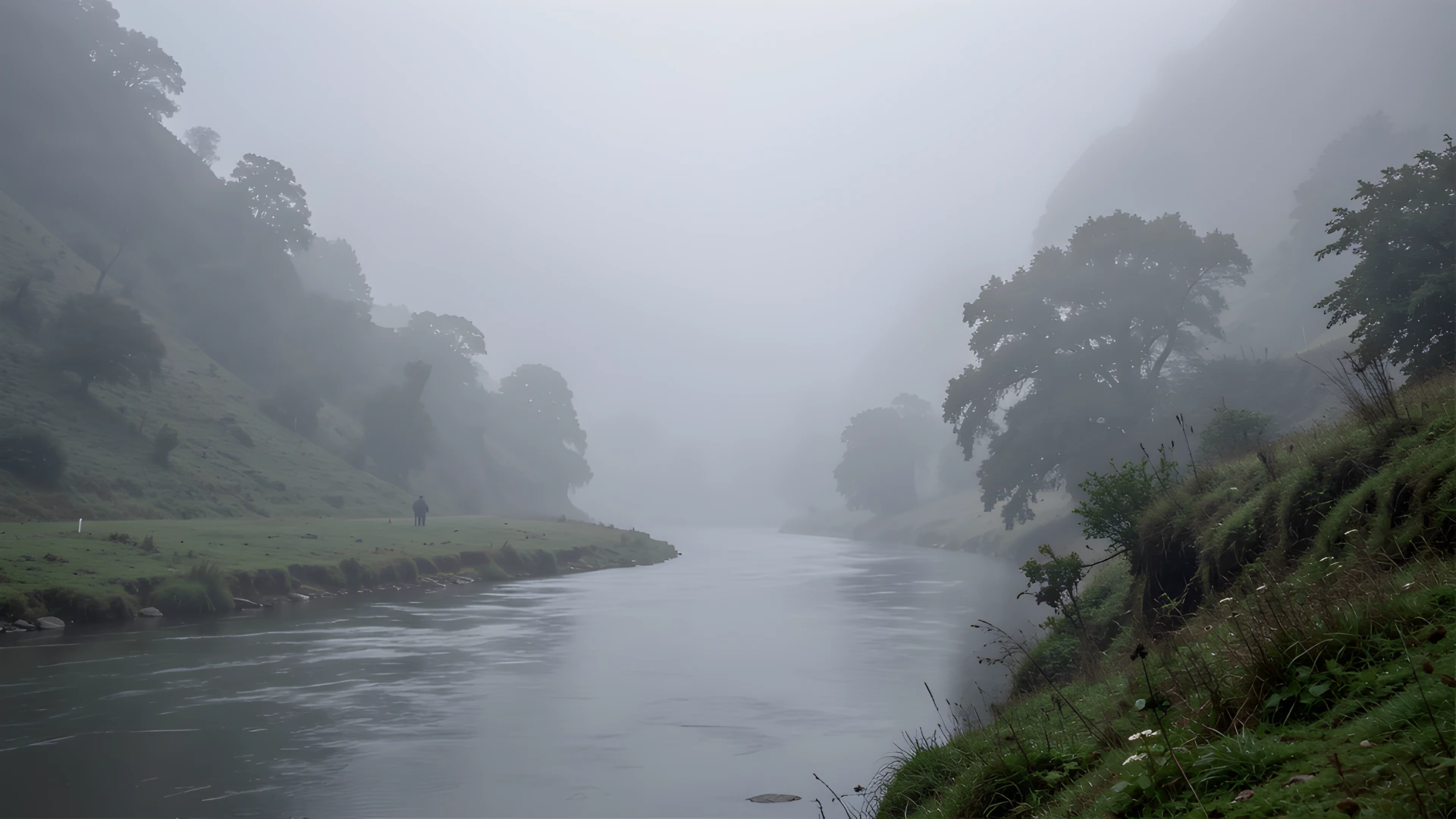 Misty Waterfall Valley