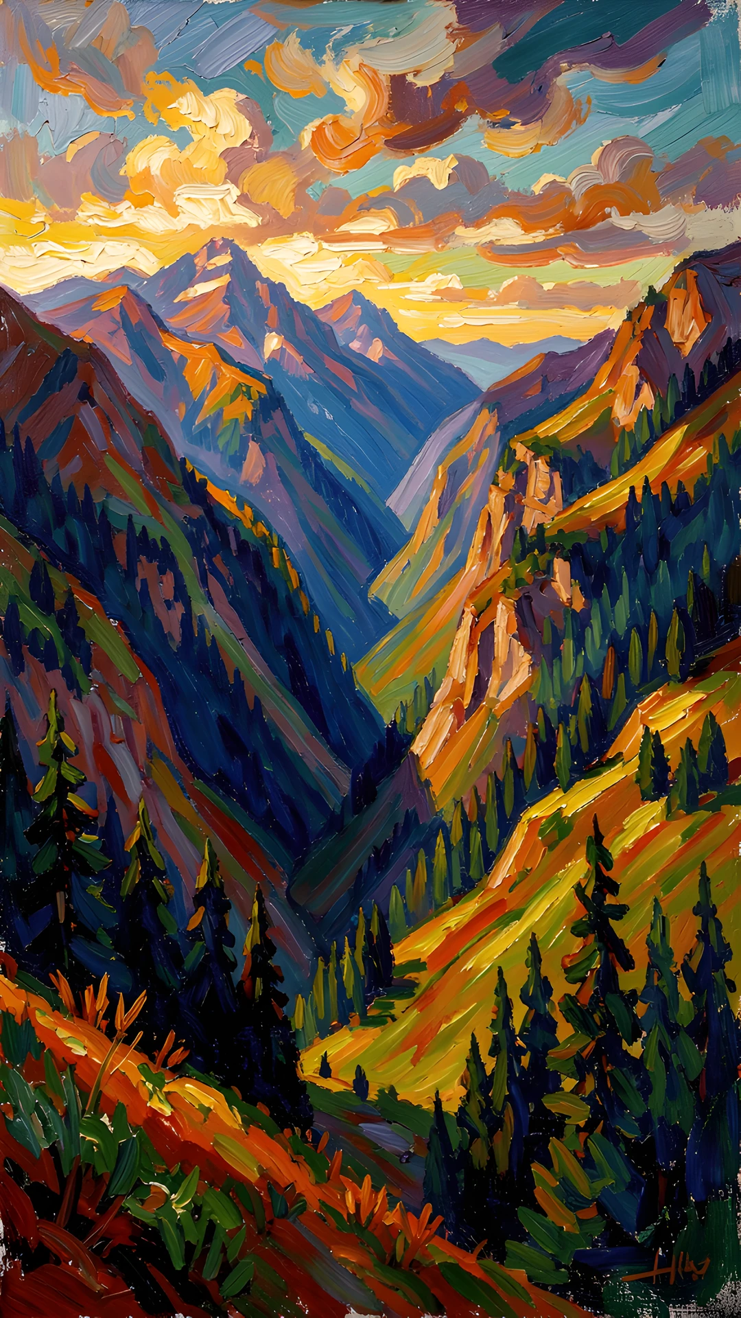 Impressionist Valley Scene
