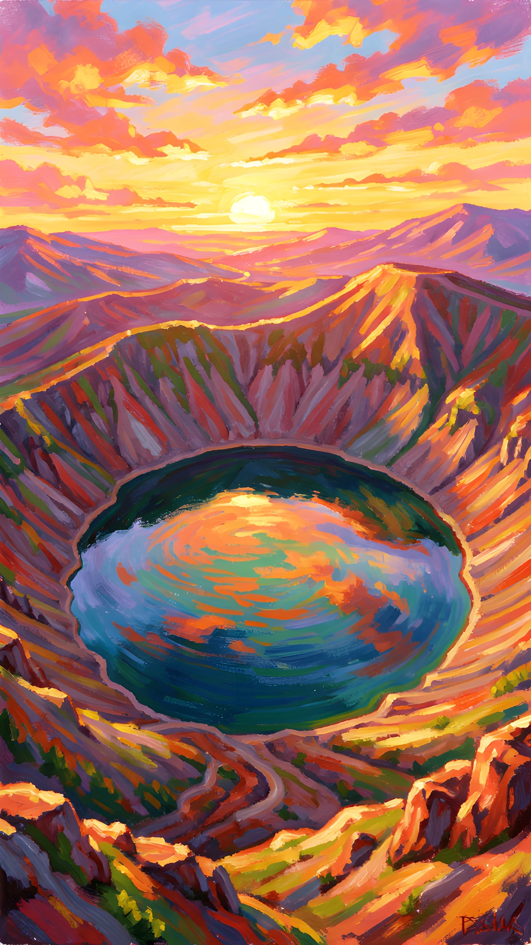 Volcanic Lake Sunset