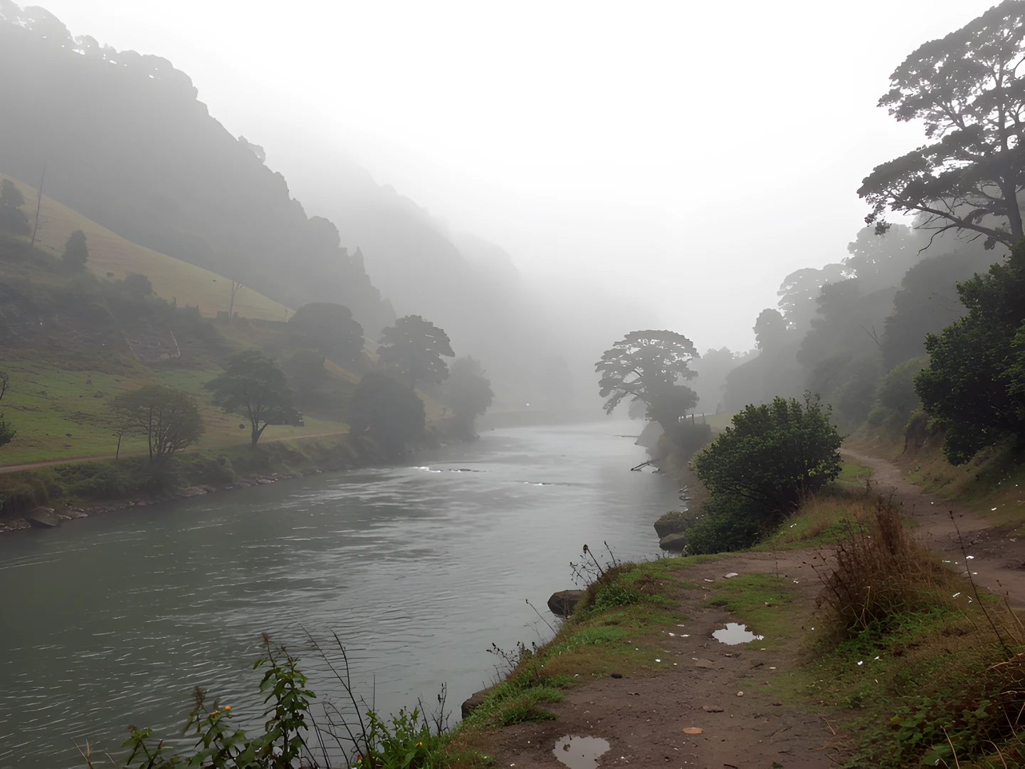 Misty Valley Scene
