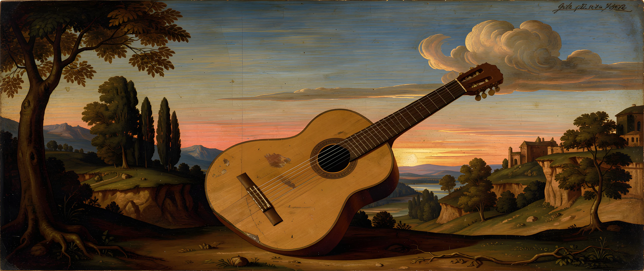 Renaissance Guitar Sunset