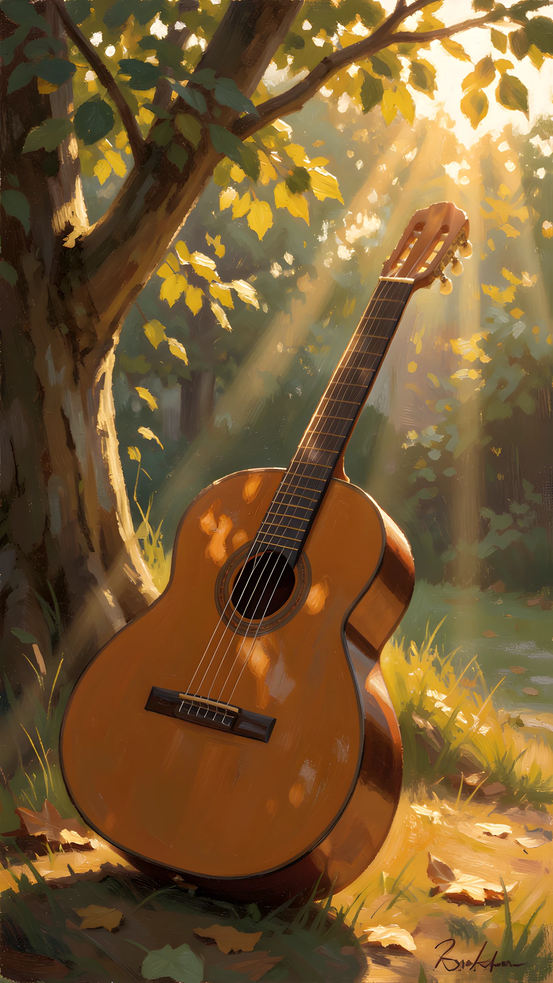 Impressionist Guitar Scene