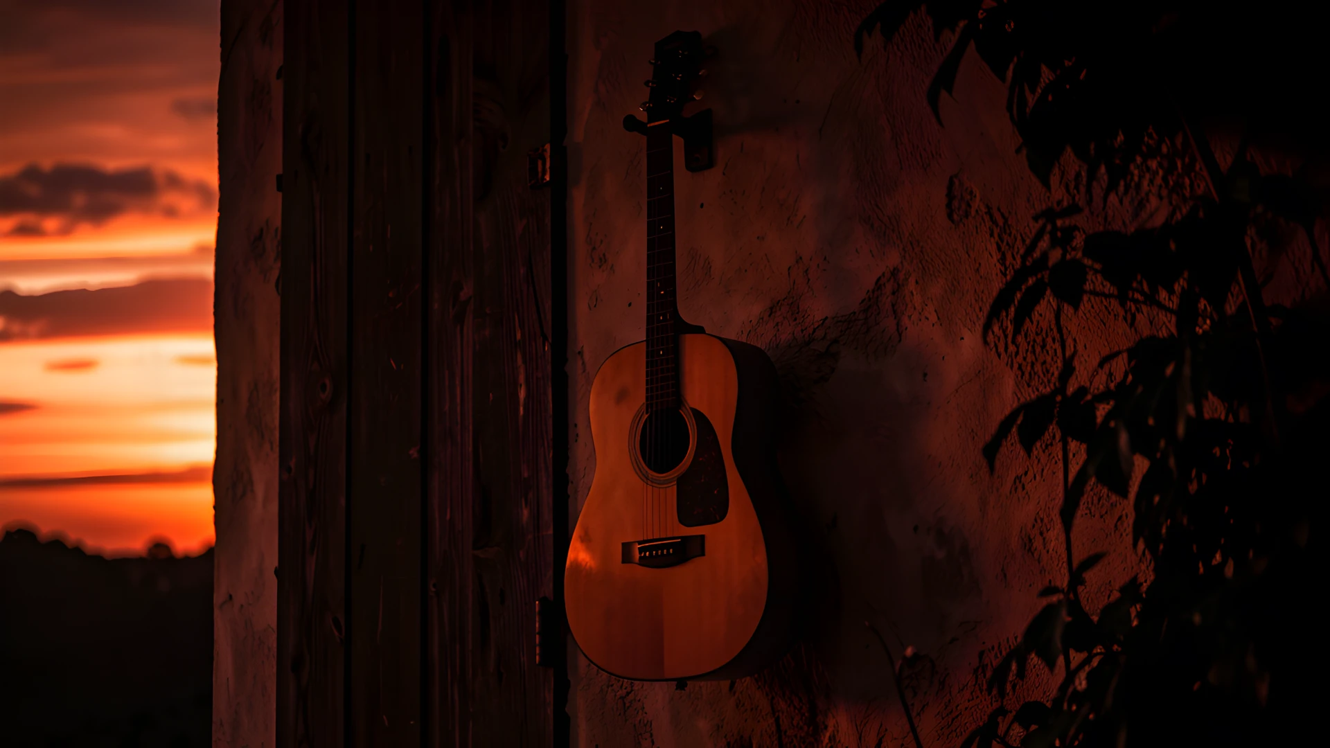 Guitar Sunset Wall