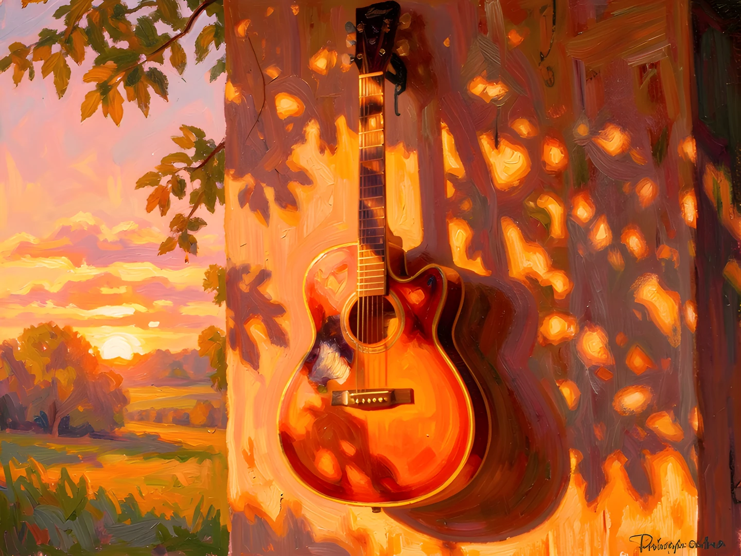 Impressionist Guitar Scene