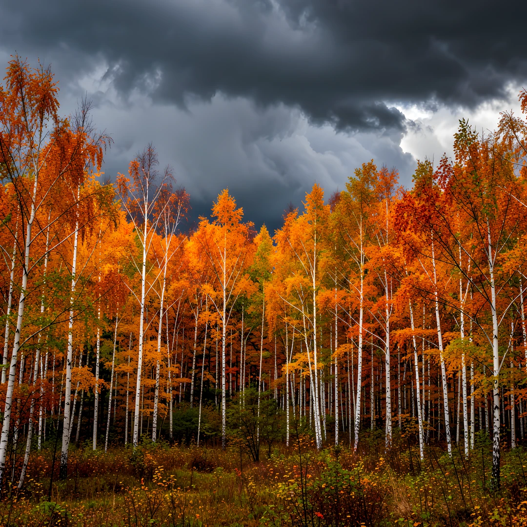 Stormy Birch Forest
