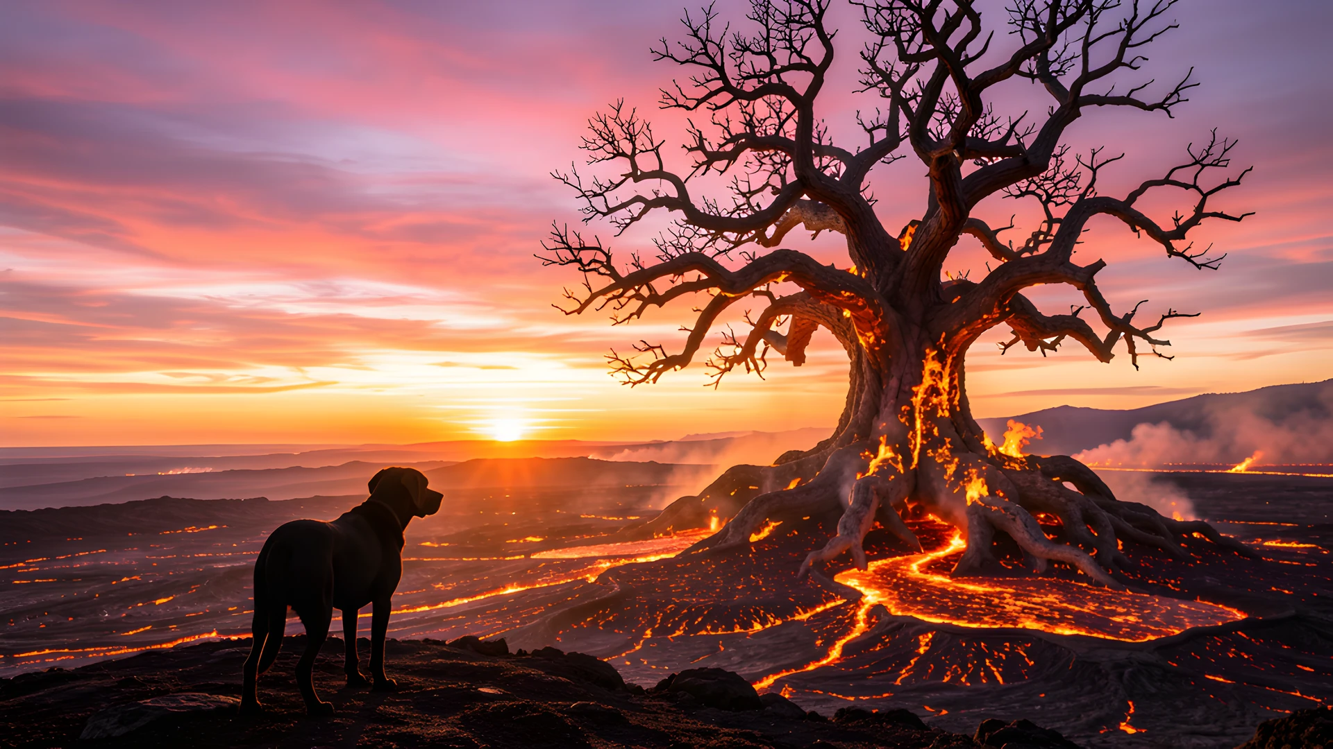 Volcanic Sunset Landscape