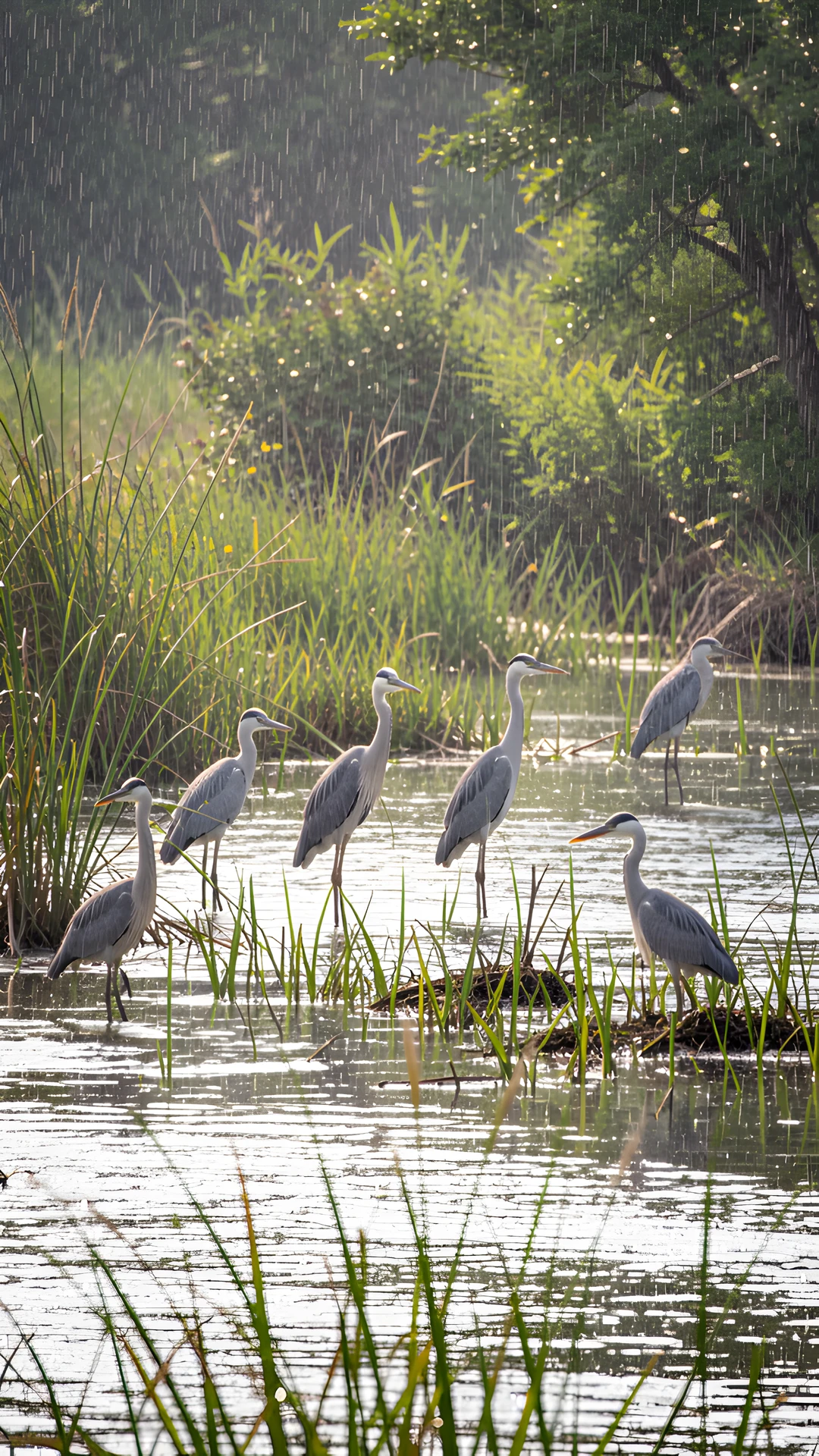 Wetland Heron Scene