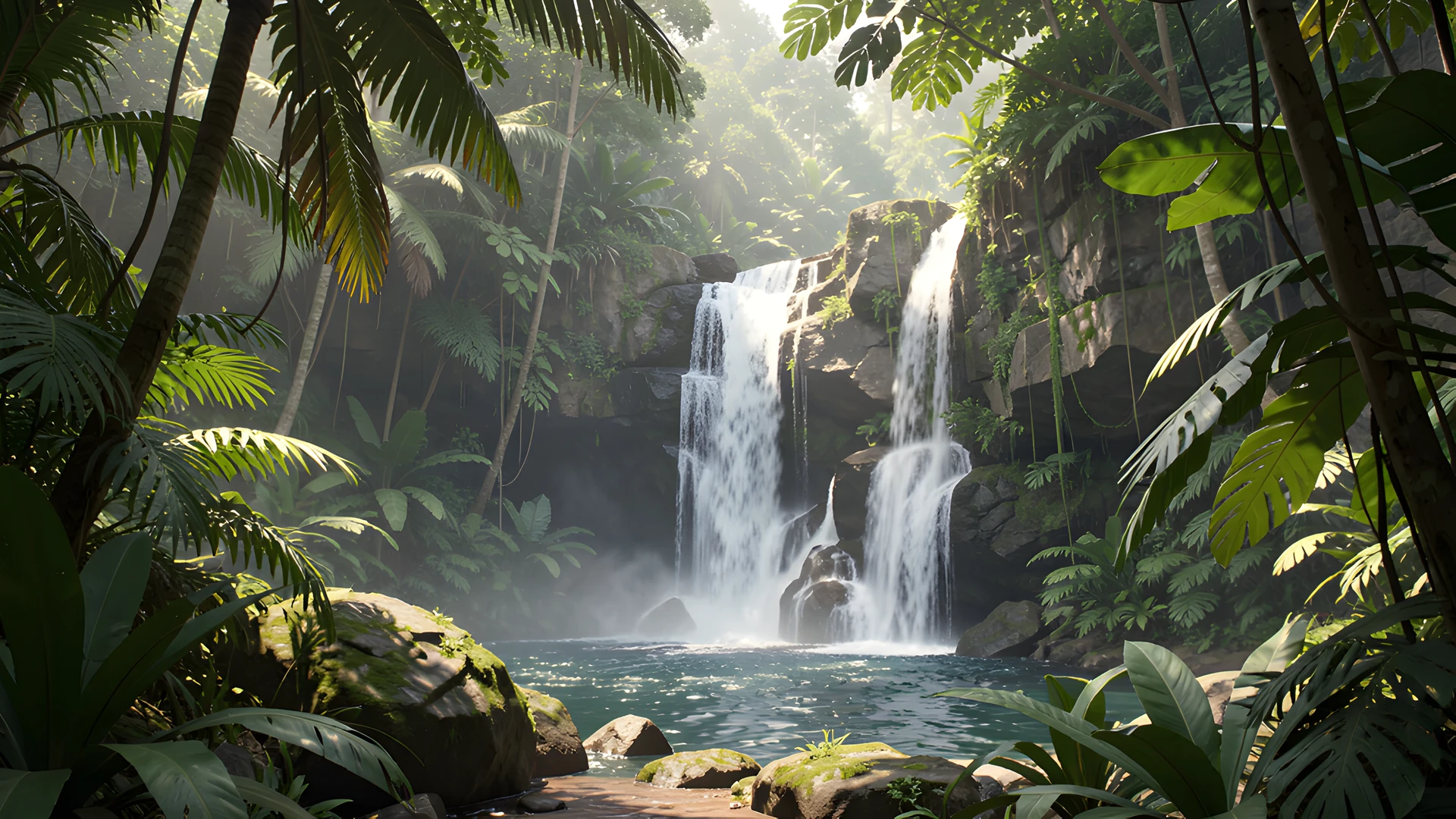 Tropical Waterfall Oasis