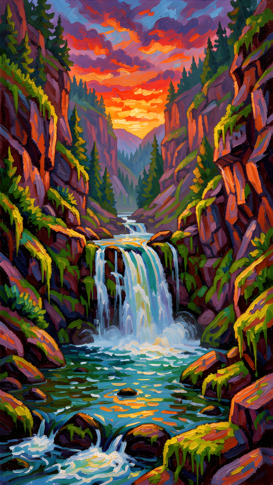 Impressionist Valley Sunset