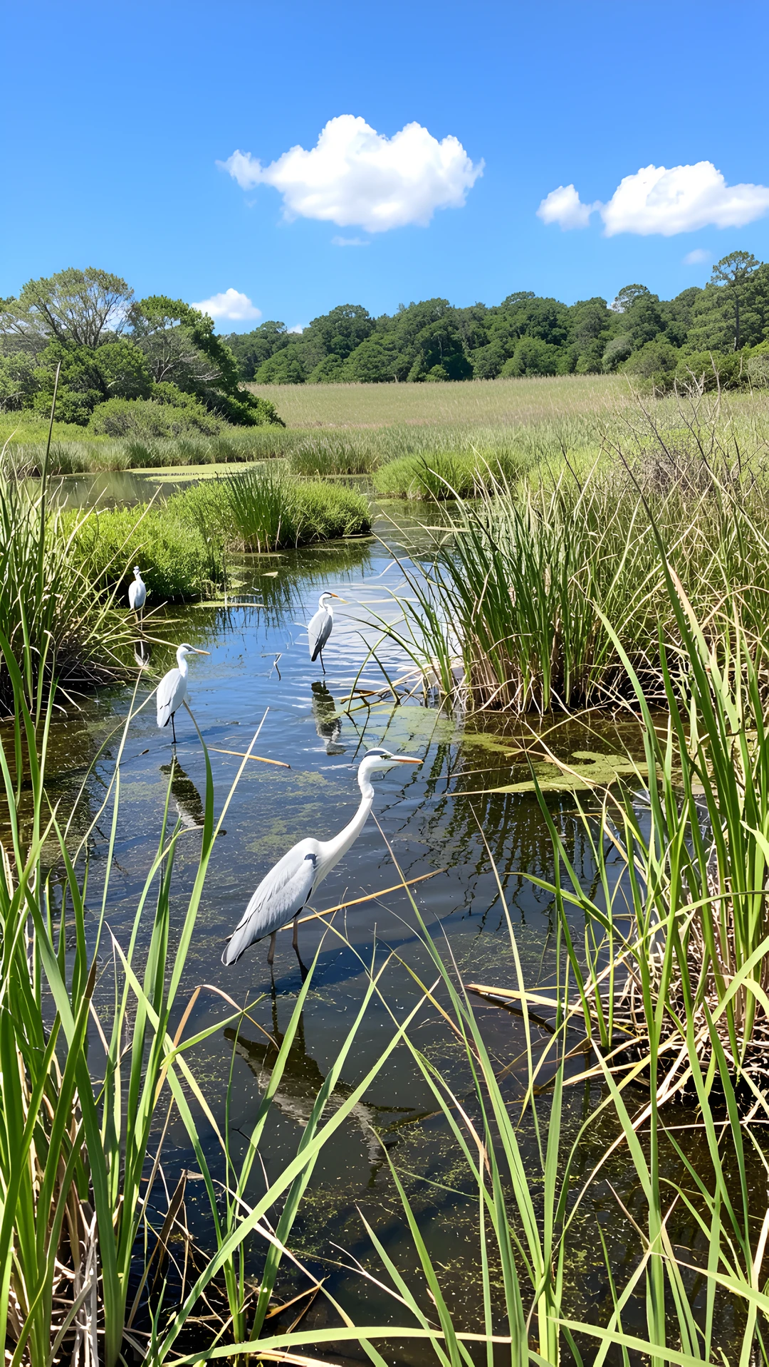 Wetland Heron Scene