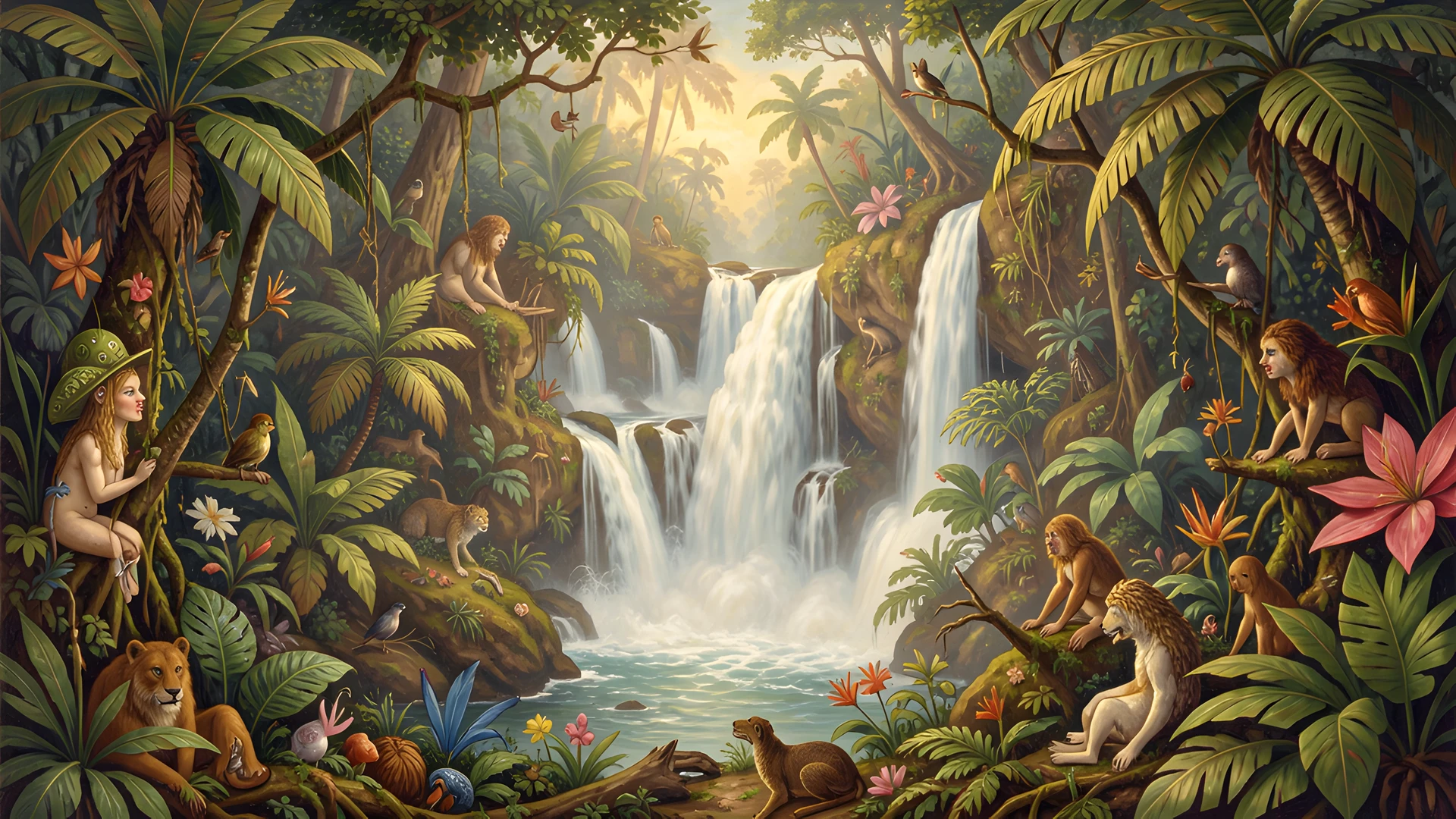 Tropical Waterfall Scene