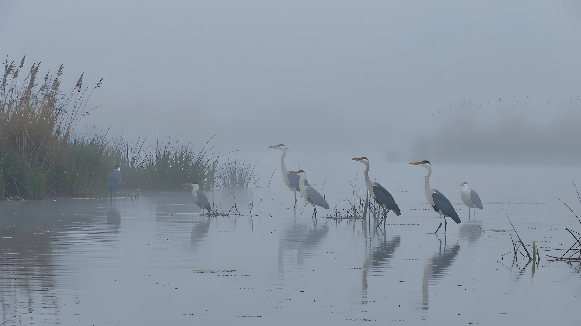 Wetland Heron Scene