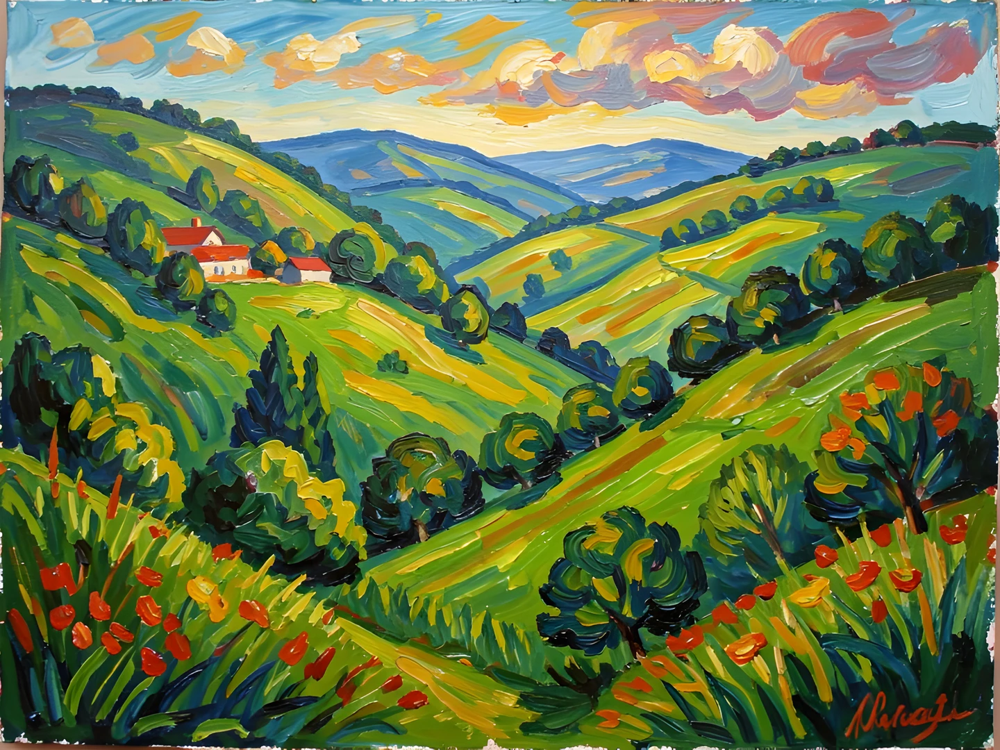 Impressionist Valley Scene