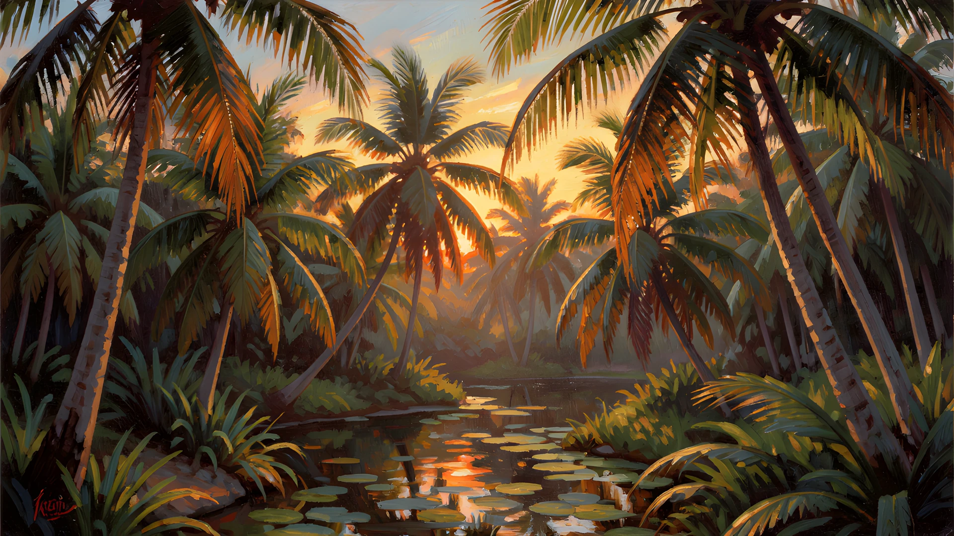 Impressionist Lake Scene