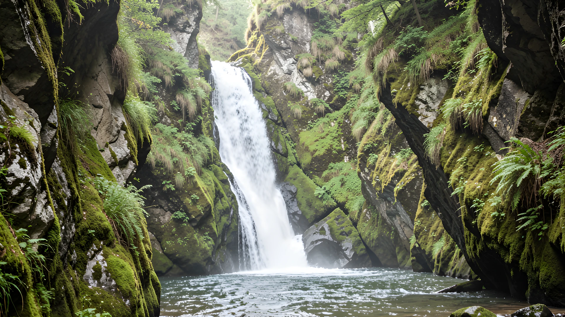 Misty Waterfall Valley