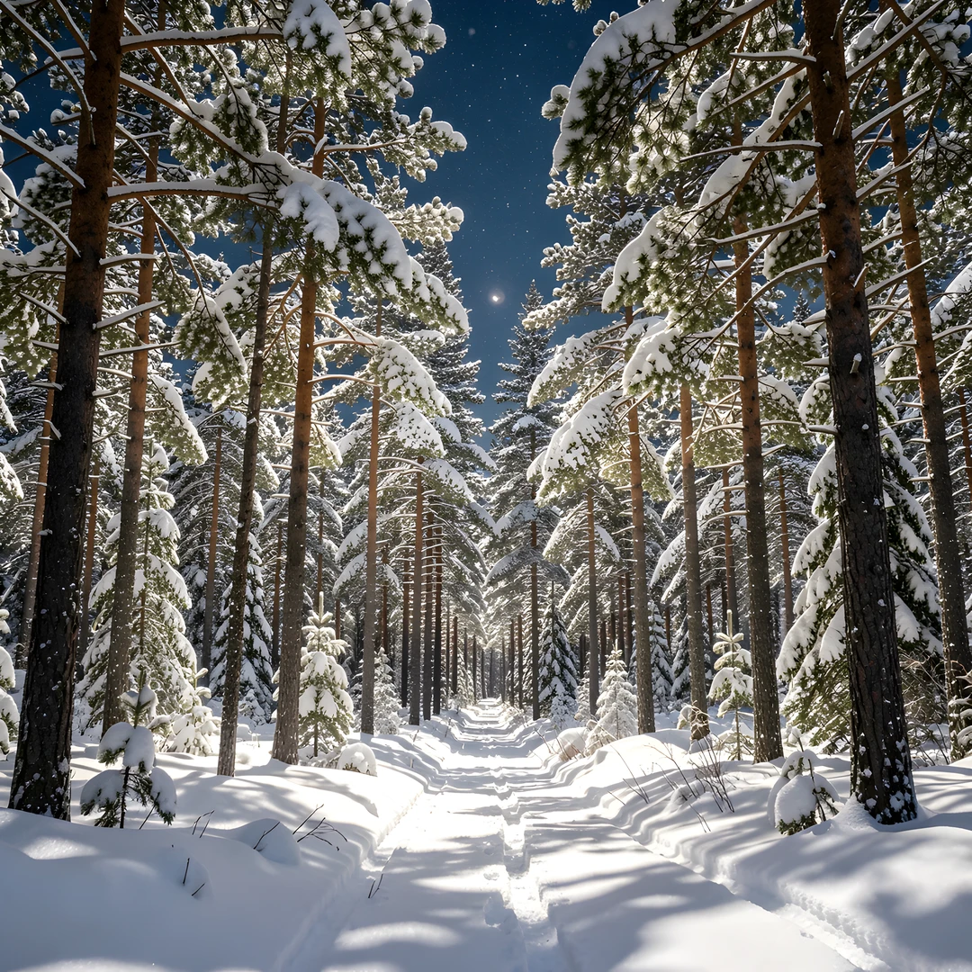 Snowy Pine Forest