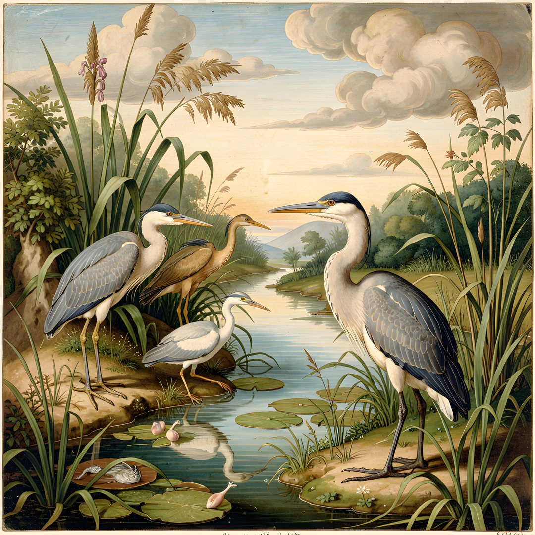 Wetland Heron Scene