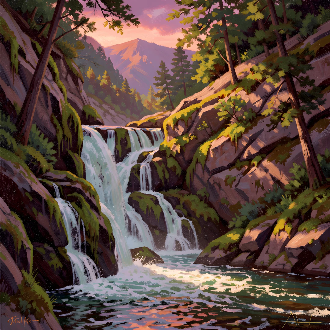 Misty Waterfall Valley