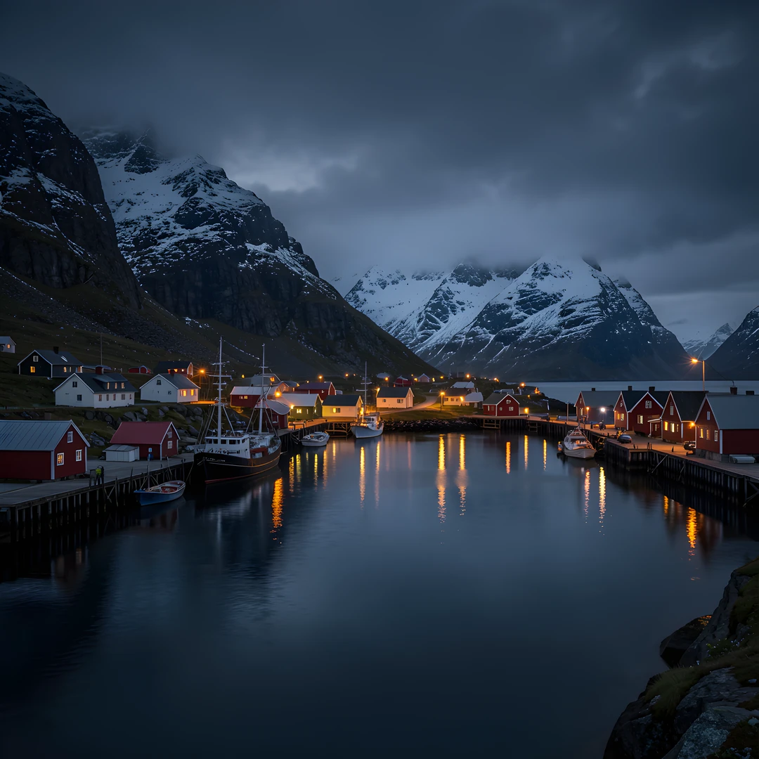 Lofoten Village Night
