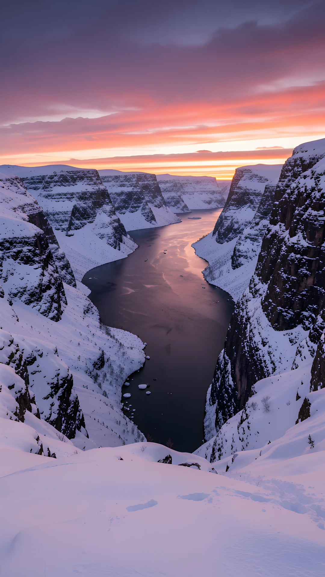 Fjord Winter Sunset