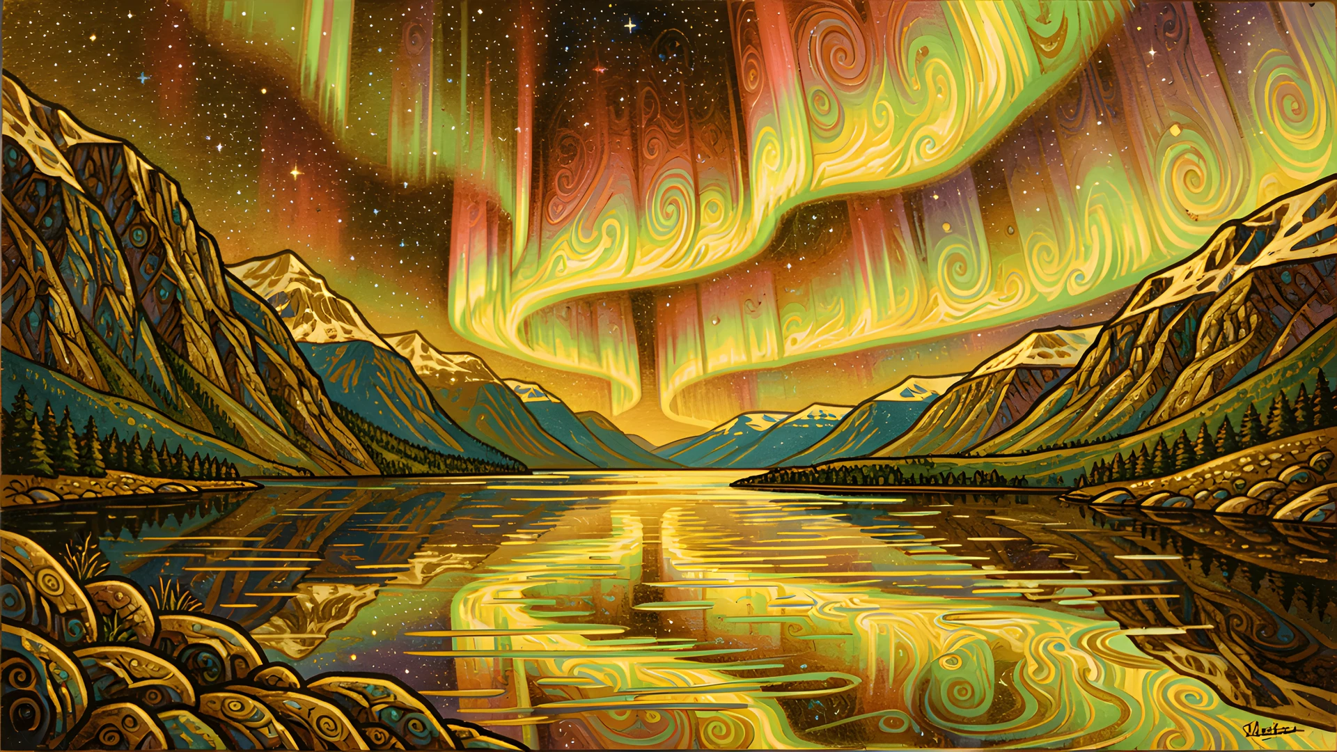Aurora Fjord Sunset